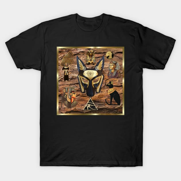 Anubis Egyptian Collage T-Shirt by Minxylynx4